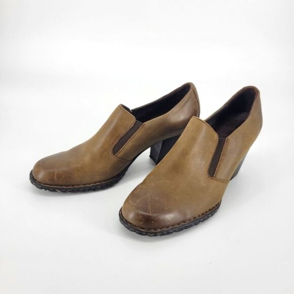 Born mules clogs brown tan leather heel 9 womens shoetie - Picture 11 of 11